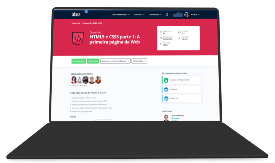 Notebook mostrando cursos da Alura